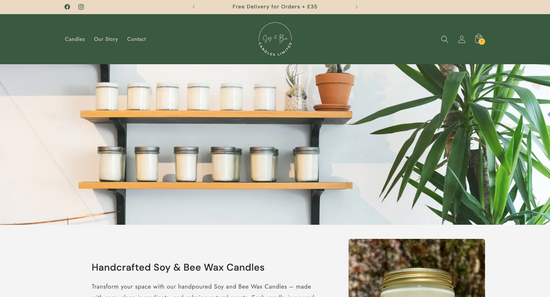 Soy & Bee Candles Home page